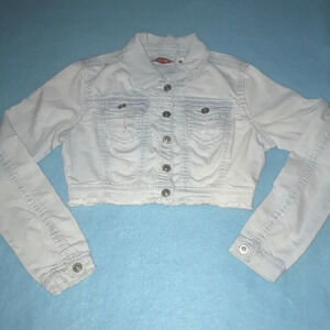 ULTRALOVE crop distressed jean long sleeve button up jacket Y2K NEW size M